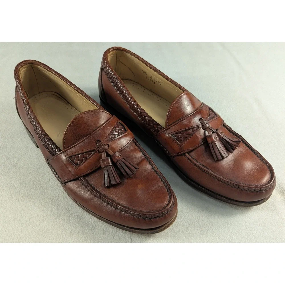 Allen Edmonds Maxfield Mens 10.5 B Chili Brown Braided Tassel Loafers 2780